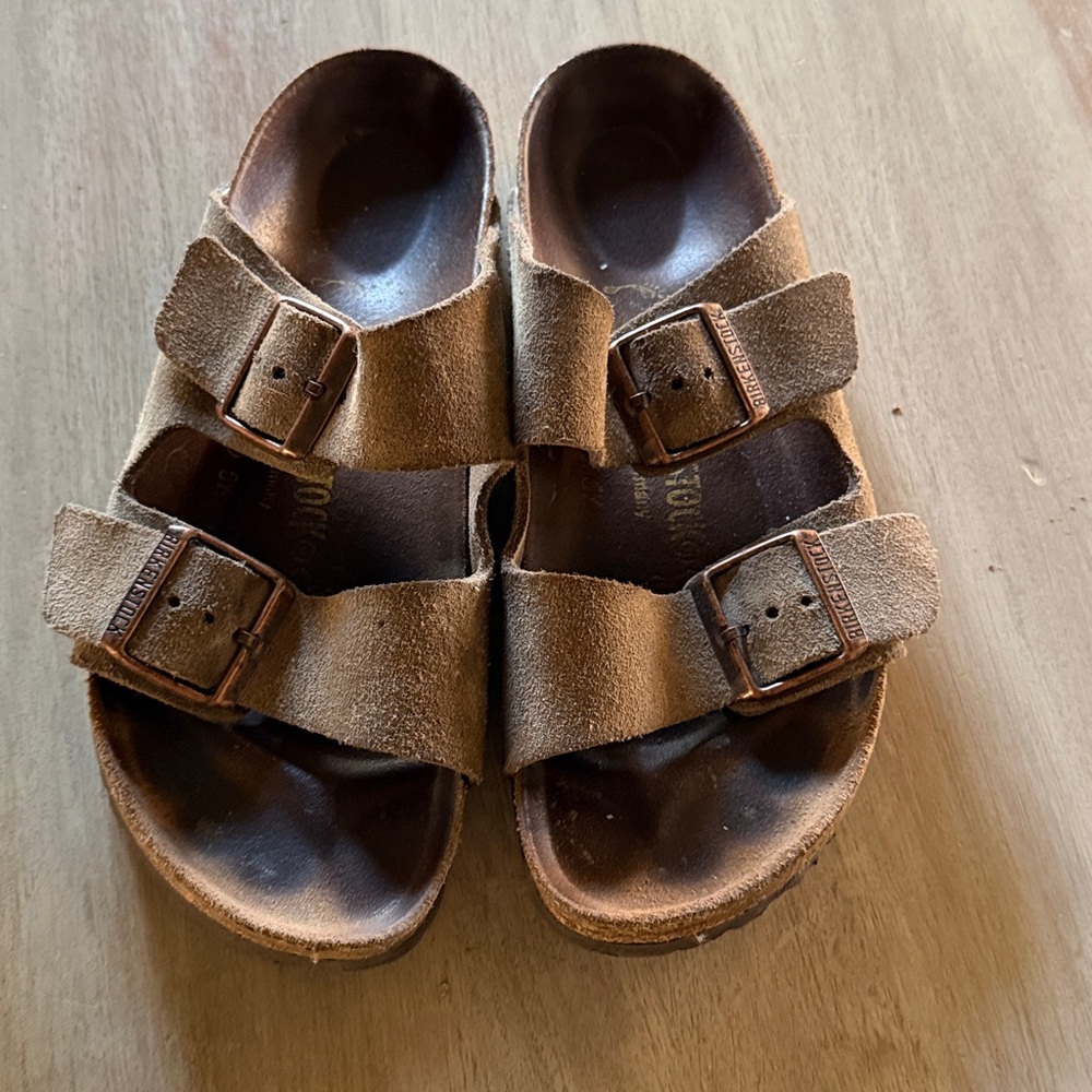 Birkenstock Arizona suede double strap, buckle sandals 37